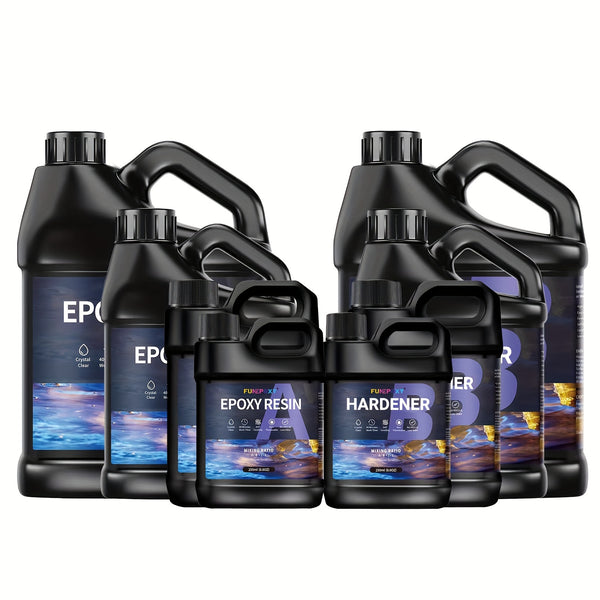 FUNEPOXY Epoxy Resin Kit 1:1 Crystal Clear Epoxy Resin for Table Top 500ml/1L/2L/4L/8L