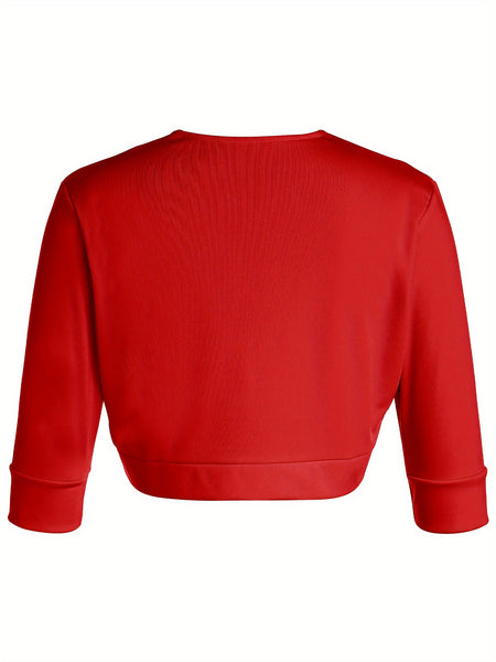 Female Cardigan Coat, Solid Color Long Sleeve Short Jacket Crop Tops for Spring Fall, Yellow/Purple/White/Black/Red