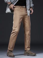 Men's Slim Straight-Leg Casual Pants, Skin-Friendly & Breathable, Perfect Gift for Him. Essential Trousers for Office Commute & Daily Leisure, Ideal for Spring and Autumn, Suitable for Both Business and Casual Occasions.