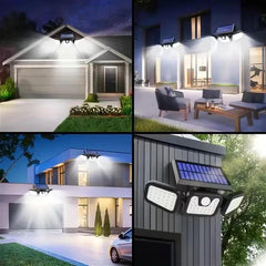 2-Pack Solar Wall Lights with 74 LEDs, 270° Wide Angle Motion Sensor Outdoor Security Light, 3 Lighting Modes, Waterproof Solar Powered Floodlight for Garage, Yard, Pathway, Front Door