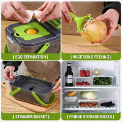 (16+1)-in-1 Fruit Vegetable Cutter Set, Portable Slicer Dicer Chopper Peeler for Home Kitchen Salad Preparation