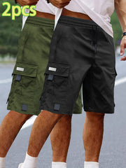 Set of 2 Men'S Summer Casual Woven Strap Cargo Shorts