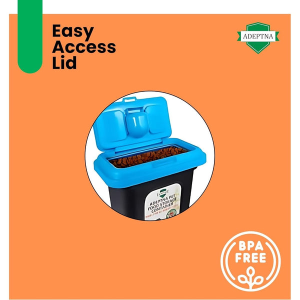 ADEPTNA Large 30L Pet Food Storage Container with Flip Top Locking System and Integrated Scoop – Airtight Dry Food Dispenser Bin for Dogs, Cats, and Birds