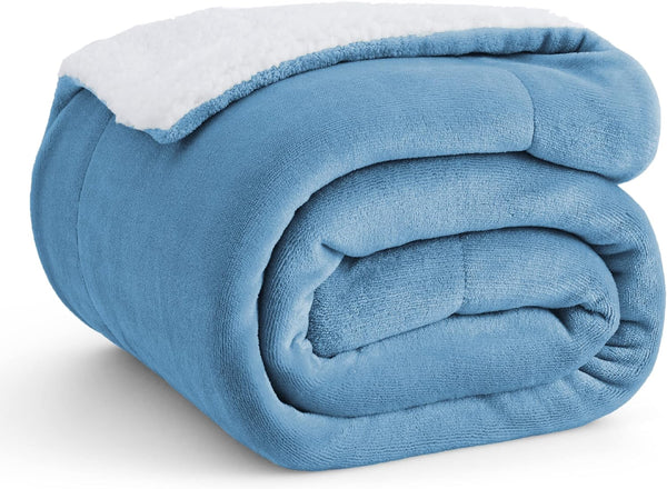 Bedsure Sherpa Fleece Throw Blanket - Fluffy Microfiber Solid Blankets for Bed and Couch Double/Twin Size, Silver Grey, 150X200Cm