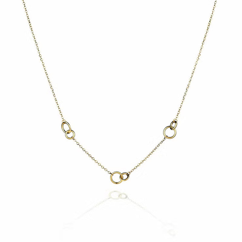 14Ct Yellow Gold Love Rings Necklace