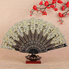 Retro Lace Pattern Hand Fan Portable Folding Fan European Style Decorative Fan for Wedding And Events