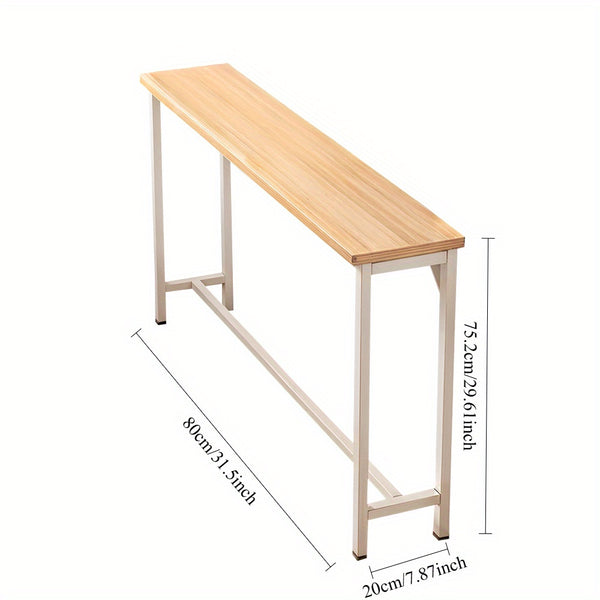 Minimalist Wooden Console Table - Slim Wall-Mounted Single/Double Tier Entryway Shelf with Carbon Steel Frame, Space-Saving Narrow Hallway Table, Bedroom/Living Room Table (80x20cm, MDF Wood + Black/White Metal)
