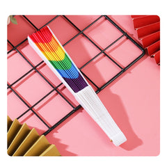 Rainbow Folding Fan, Plastic Fan, Bone Dance Fan, Photography Prop, Craft Gift Fan, Fabric Fan