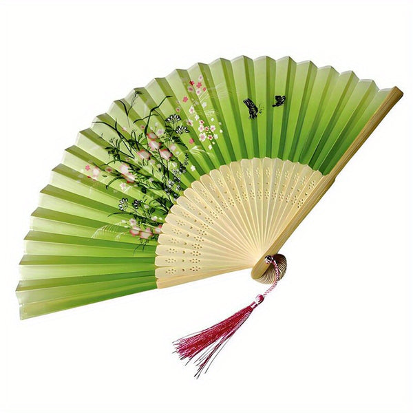 Stylish Retro Floral Butterfly Folding Hand Fan - Lightweight Durable Plastic, Multi-Color Options for Line Dancing, Popping, Weddings & Parties - Elegant Gift for Women