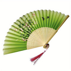 Stylish Retro Floral Butterfly Folding Hand Fan - Lightweight Durable Plastic, Multi-Color Options for Line Dancing, Popping, Weddings & Parties - Elegant Gift for Women