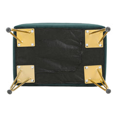 1pc Green Velvet Footstool Metal Legs Small Rectangle Ottoman No Storage for Makeup Room Bedroom Entryway Shoe Changing Stool Chair Foot Rest