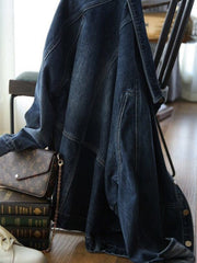 Women's Oversized Denim Jacket - 2025 New Style Collar & Chest Pocket, Youthful Age-Defying Fit, Casual to Dressy Coat for Jeans Blazer (Machine Washable, Spring/Fall Outerwear) - Versatile College to Workwear
