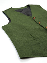 Men'S Vest Wool Blend Herringbone Vintage Men'S Fashion Vest, Groom Best Man Formal Wedding Party Casual Vest