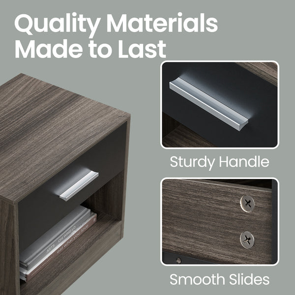 Bedside Table, Side Table with Drawer, Handle, Open Compartment,Easy Assembly, Perfect for Living Room or Bedroom