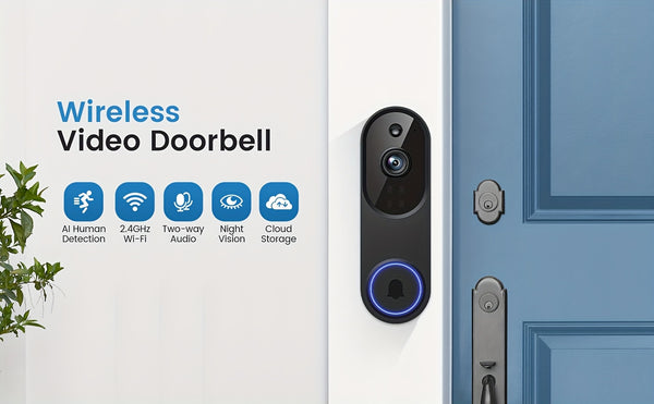 1080P Video Doorbell Camera, Intelligent Human Detection, Cloud Storage, Real-time Viewing, Two-way Audio, Infrared Night Vision, Battery Powered, Indoor Monitoring, USB Interface, 5200mAh Battery.