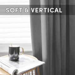 2pc Luxury Velvet Curtain Panels with Free Matching Velvet Cushion Cover – Thermal Insulated Grommet Top Drapes, Energy Saving Curtain Panels for Bedroom & Living Room Home Decor, Perfect Holiday Gift