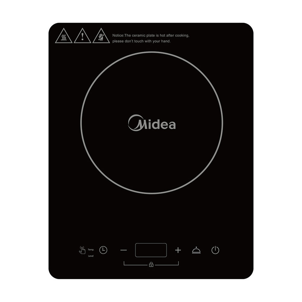Midea 2000W Single Induction Cooker, Ultra-thin Portable Induction Hob with Fashion Look, 8 Power Levels & 5 Cooking Programs Adjustable, Black Glass Ceramic, LED Touch Display, 3-hour Timer, Safety Lock, Easy to Clean