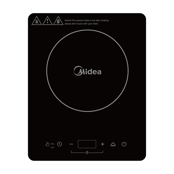 Midea 2000W Single Induction Cooker, Ultra-thin Portable Induction Hob with Fashion Look, 8 Power Levels & 5 Cooking Programs Adjustable, Black Glass Ceramic, LED Touch Display, 3-hour Timer, Safety Lock, Easy to Clean