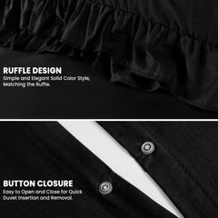 3-Piece Ruffle Frilled Duvet Cover Set – Soft, Comfortable Bedding with Pillowcases, Button Closure, Elegant Layered Design