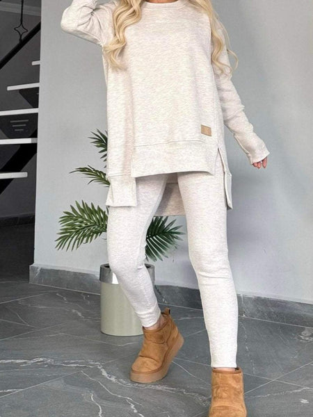 Casual fashion sets - fleece two-piece set, long-sleeved top and pants, available in various colors, casual suits, trendy fashion, suitable for wearing at home in autumn and winter, Women's long pants set, home clothing, autumn fashion, unique two-pi