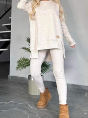 Casual fashion sets - fleece two-piece set, long-sleeved top and pants, available in various colors, casual suits, trendy fashion, suitable for wearing at home in autumn and winter, Women's long pants set, home clothing, autumn fashion, unique two-pi