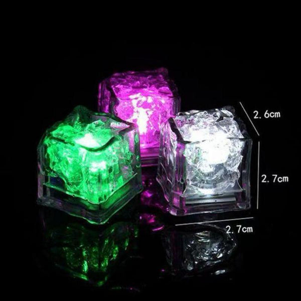 12 Pieces LED Color Changing Ice Cubes Reusable Waterproof Light Up Drink Lights