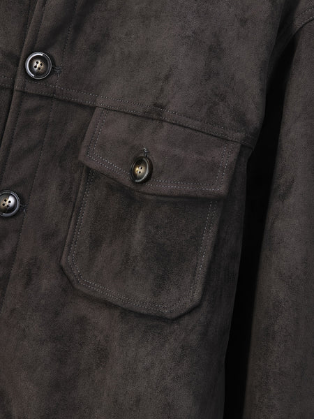 Men'S Casual Velvet Jacket with Pockets, Casual Long Sleeve Stand Collar Button-Up Coat
