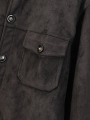 Men'S Casual Velvet Jacket with Pockets, Casual Long Sleeve Stand Collar Button-Up Coat