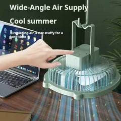Beat The Heat USB Rechargeable Desk Fan 3 Speed Portable Desktop Fan Wall Hanging Cooling Fan for Home Office Bedroom Travel
