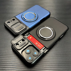 Phone Case - Luxury Armored Phone Case for Iphone 17 Pro Max Sliding Lens Cover Protection 360 Degree Rotating Bracket Card Holder Design Adsorption Car Mount Shockproof Anti Shock Protection Cover