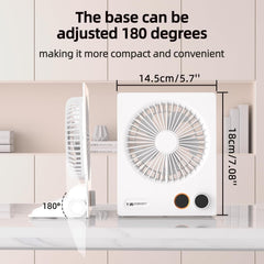 Small Desk Fan,Vemont USB Table Fan,5000Mah Rechargeable Battery Fan,180°Tilt Folding Personal Portable Fan with Remote Control,Stepless Speed Strong Wind, Silent Hanging Fans for Home Office Desktop