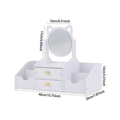 Makeup Organizer with Clear Mirror Multi-Layer Storage Vanity Organizer Drawers Skincare Organizers for Women Dressing Table Bathroom Counter, Vanity Holder for Brushes
