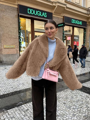 Faux Winter Warm Fashion Plush Top Short Coat for Women