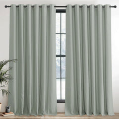 PONY DANCE Grey Blackout Thermal Insulated Curtains for Bedroom, 46 X 54 Inch Short Eyelet Curtains & Drapes, Soft Black Out 2 Panels for Window Living Room/Kitchen