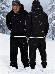 Men'S Casual Athletic Warm 2pcs Set, Winter Hooded Sweatshirt And Jogger Pants, Outdoor Fitness Running Hooded Sweatshirt And Athletic Pants Outfit, Suitable for Fall Winter Leisure Activities