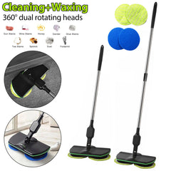 Electric Cordless Mop with Spinning Polisher & Scouring Pads - 360° Rotating Head, Dual-Speed Control, Ergonomic Handle & Telescopic Pole for Hardwood, Tile, PVC Floors - Wet/Dry Cleaning, Scratch-Free Surface Safe, Cordless & Portable Design for Ho