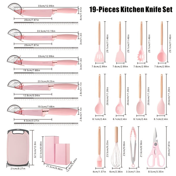 Silicone Kitchen Utensils Set | Heat Resistant And, Suitable For Non Stick Pans, Stainless Steel Cutting Tools, Small Kitchen Tools, Ideal Holiday Gift 17+2 Sets Of Food Grade Silicone Cooking Combinations