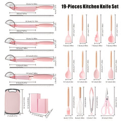 Silicone Kitchen Utensils Set | Heat Resistant And, Suitable For Non Stick Pans, Stainless Steel Cutting Tools, Small Kitchen Tools, Ideal Holiday Gift 17+2 Sets Of Food Grade Silicone Cooking Combinations
