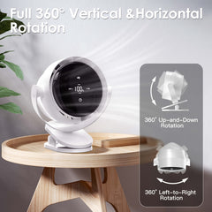 Portable Clip-On Desk Fan F7 - 4000mAh Battery, 2.5-16H Runtime, 100-Speed Touch Control, 360° Rotation, Natural Wind/Timer Modes for Office, Bedroom, Travel - Lightweight 550g
