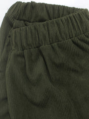 Women's Fashion Solid Color Round Neck Long Sleeve Top and Drawstring Pants Casual Two-Piece Set