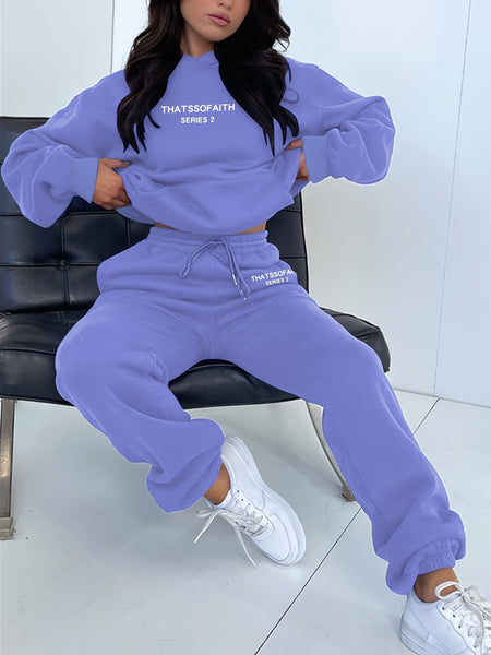 Fashionable Set of Sweatshirt And Long Pants with Letter Prints for Women