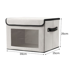 5 Packs Foldable Storage Bins with Lids 39*25*25cm Cube Organizer Baskets with Clear View Window & Handles, Fabric Storage Cubes for Closet, Shelf & Home Organization