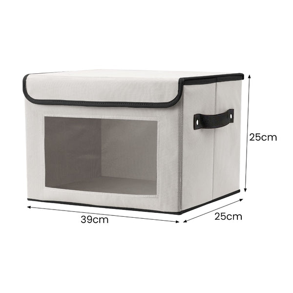 5 Packs Foldable Storage Bins with Lids 39*25*25cm Cube Organizer Baskets with Clear View Window & Handles, Fabric Storage Cubes for Closet, Shelf & Home Organization