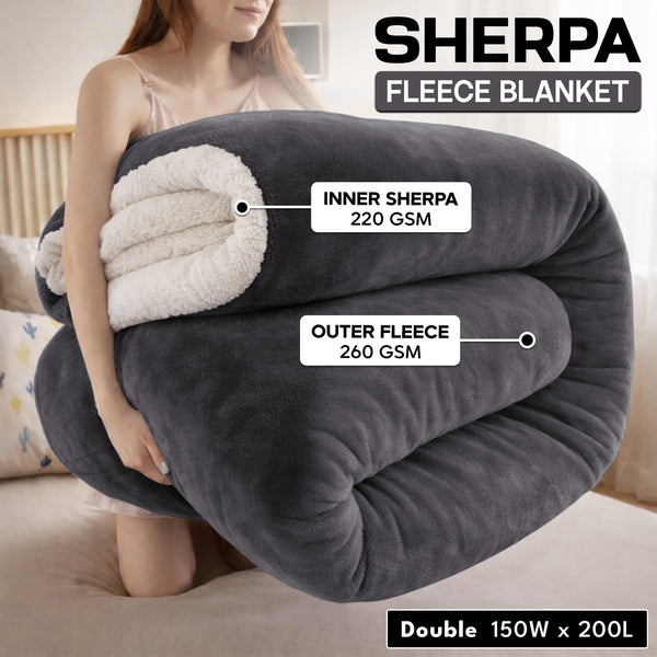 1pc Luxurious Double-Sided Sherpa Throw Blanket – Soft, Warm & Cozy Contemporary Blanket, Machine Washable, Perfect for Couch, Bed, Office & Travel, Ideal Gift