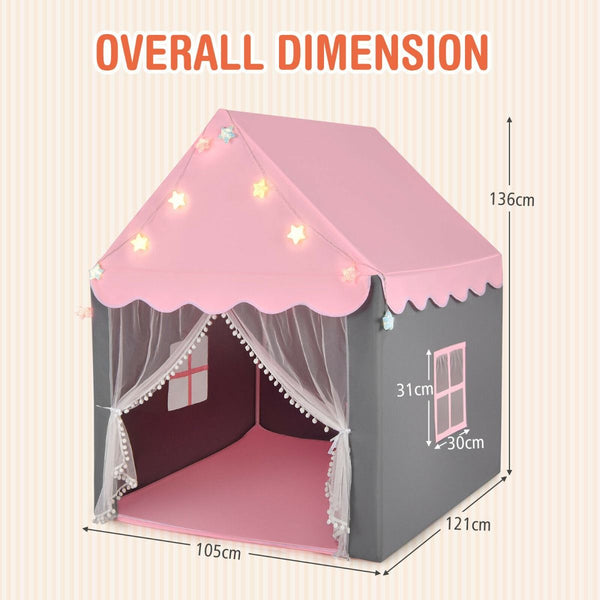 Large Kids Play House with Washable Mat and Star Lights