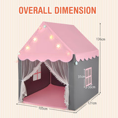 Large Kids Play House with Washable Mat and Star Lights