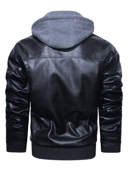 Men's Casual 2in 1 Jacket, Chic Bomber Jacket Biker Jacket with Zipper Pockets