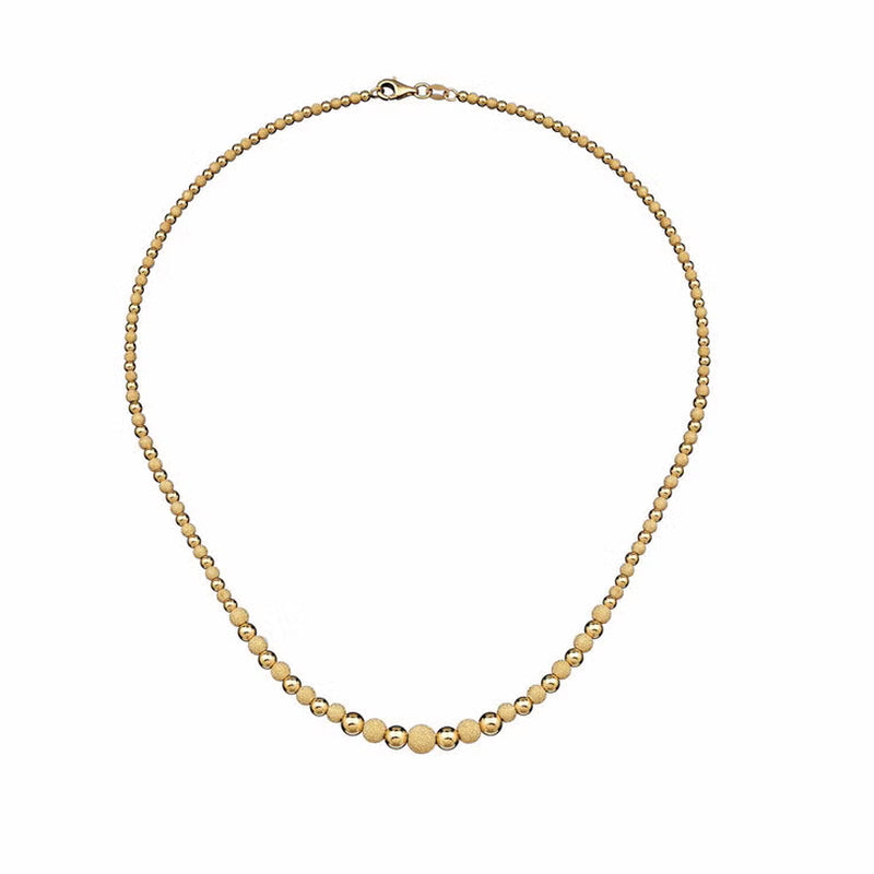 18Ct Yellow Gold Shiny Bead Necklace