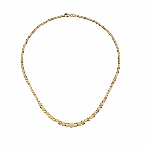 18Ct Yellow Gold Shiny Bead Necklace