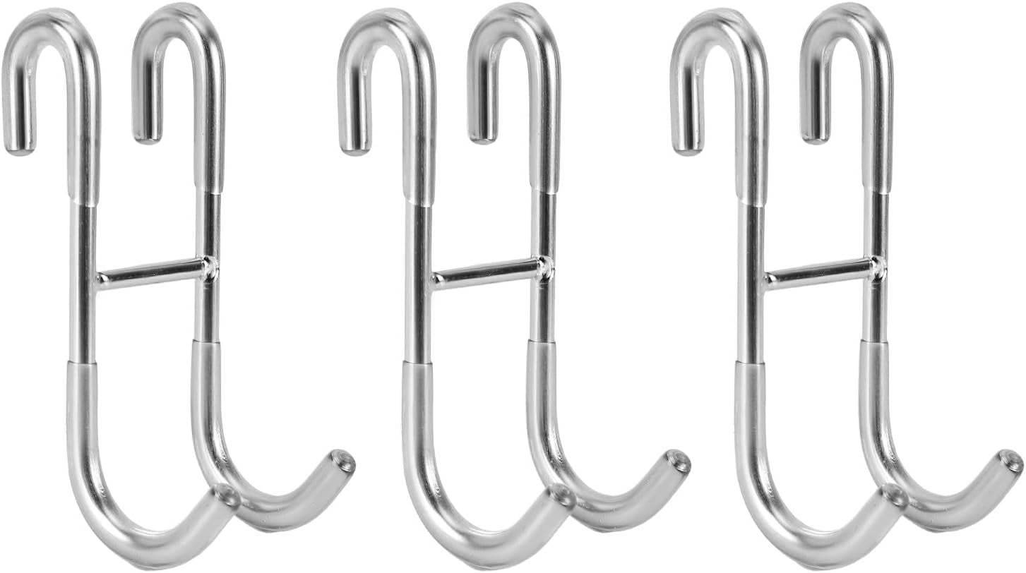 Simtive Shower Door Hooks (3-Pack), over Door Hooks for Bathroom Frameless Glass Shower Door, Towel Hooks, Shower Squeegee Hooks, Silver